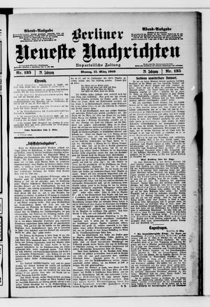 Berliner neueste Nachrichten vom 15.03.1909