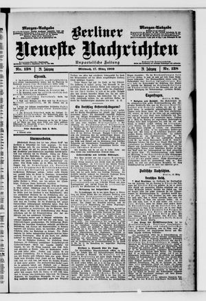 Berliner neueste Nachrichten vom 17.03.1909