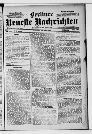 Berliner Neueste Nachrichten on Mar 18, 1909