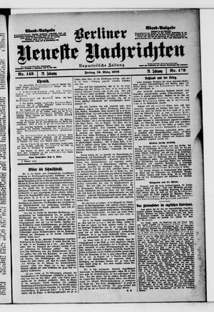 Berliner neueste Nachrichten on Mar 19, 1909