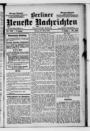 Berliner neueste Nachrichten vom 28.03.1909