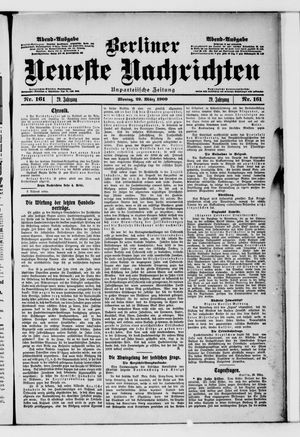 Berliner neueste Nachrichten vom 29.03.1909