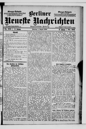 Berliner Neueste Nachrichten vom 01.08.1909