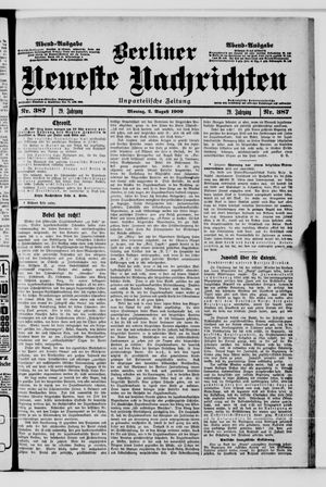 Berliner Neueste Nachrichten vom 02.08.1909
