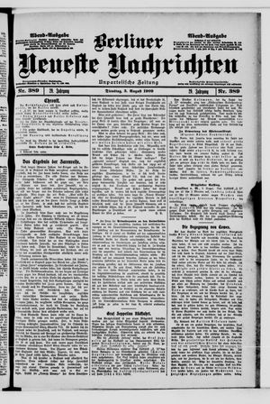 Berliner Neueste Nachrichten vom 03.08.1909