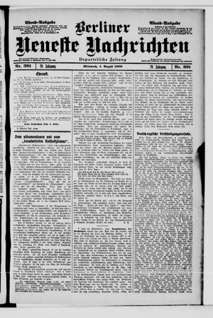 Berliner Neueste Nachrichten vom 04.08.1909