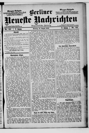 Berliner Neueste Nachrichten vom 15.08.1909