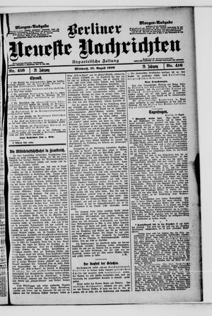 Berliner Neueste Nachrichten on Aug 18, 1909