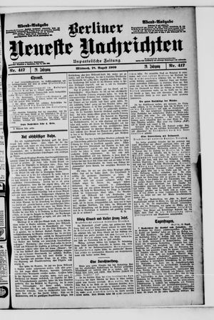 Berliner Neueste Nachrichten on Aug 18, 1909
