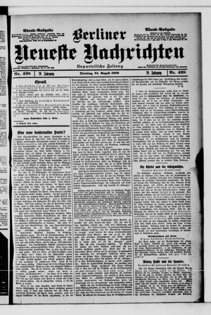 Berliner Neueste Nachrichten vom 24.08.1909