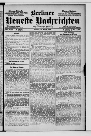Berliner Neueste Nachrichten vom 31.08.1909