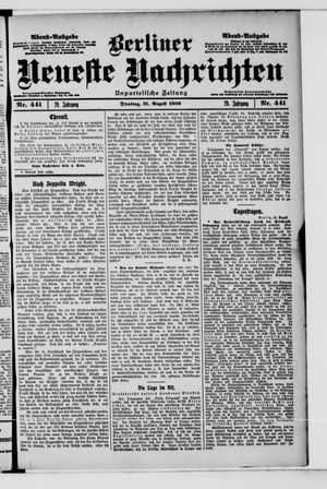 Berliner Neueste Nachrichten vom 31.08.1909