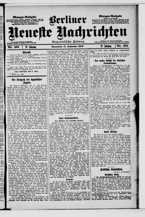 Berliner Neueste Nachrichten vom 11.09.1909
