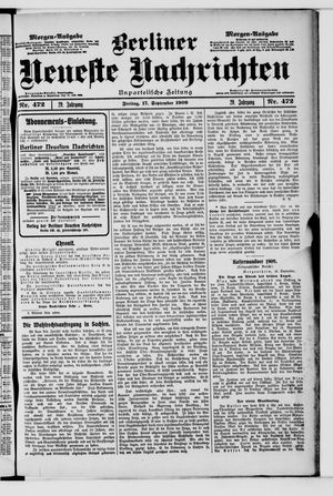 Berliner Neueste Nachrichten vom 17.09.1909