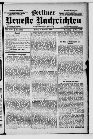 Berliner Neueste Nachrichten vom 17.09.1909