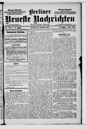 Berliner Neueste Nachrichten vom 18.09.1909