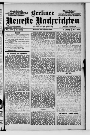 Berliner Neueste Nachrichten vom 18.09.1909