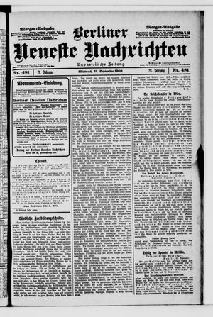 Berliner Neueste Nachrichten vom 22.09.1909