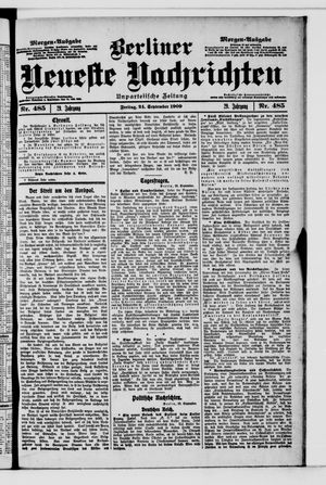 Berliner Neueste Nachrichten vom 24.09.1909