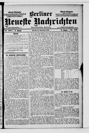 Berliner Neueste Nachrichten vom 24.09.1909