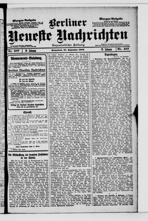 Berliner Neueste Nachrichten vom 25.09.1909