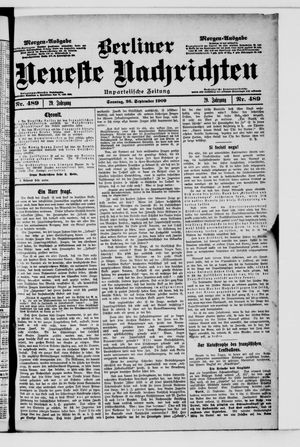 Berliner Neueste Nachrichten vom 26.09.1909