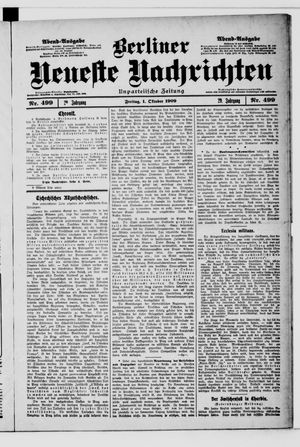Berliner Neueste Nachrichten vom 01.10.1909