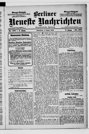 Berliner Neueste Nachrichten vom 02.10.1909