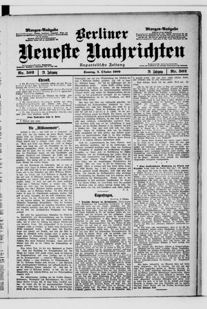 Berliner Neueste Nachrichten vom 03.10.1909