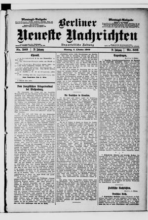 Berliner Neueste Nachrichten vom 04.10.1909