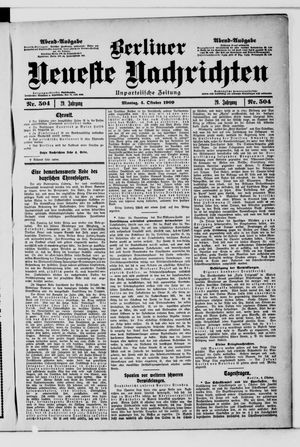 Berliner Neueste Nachrichten vom 04.10.1909