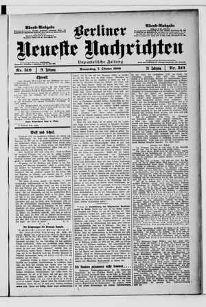 Berliner Neueste Nachrichten vom 07.10.1909