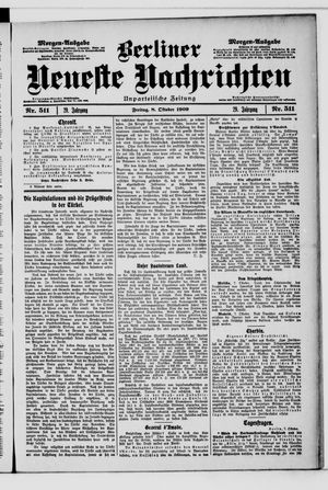 Berliner Neueste Nachrichten vom 08.10.1909
