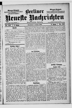 Berliner Neueste Nachrichten vom 09.10.1909