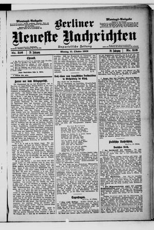Berliner Neueste Nachrichten vom 11.10.1909