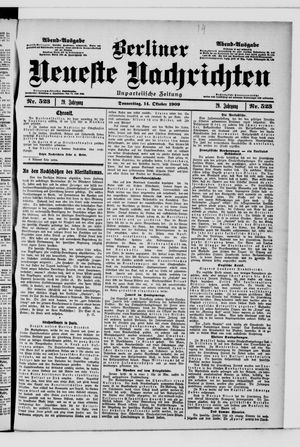 Berliner Neueste Nachrichten vom 14.10.1909