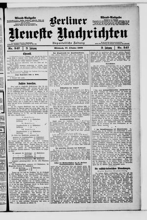 Berliner Neueste Nachrichten vom 27.10.1909
