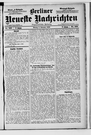 Berliner Neueste Nachrichten vom 08.11.1909