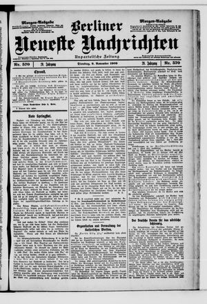 Berliner Neueste Nachrichten vom 09.11.1909