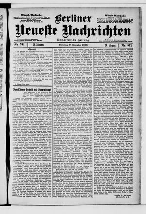 Berliner Neueste Nachrichten vom 09.11.1909