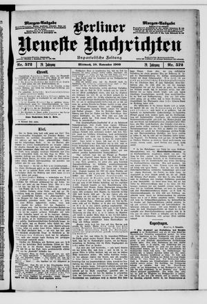 Berliner Neueste Nachrichten vom 10.11.1909