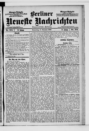 Berliner Neueste Nachrichten vom 11.11.1909
