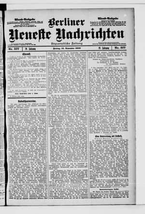 Berliner Neueste Nachrichten vom 12.11.1909