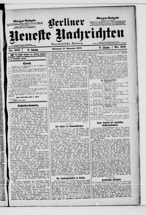 Berliner Neueste Nachrichten vom 17.11.1909
