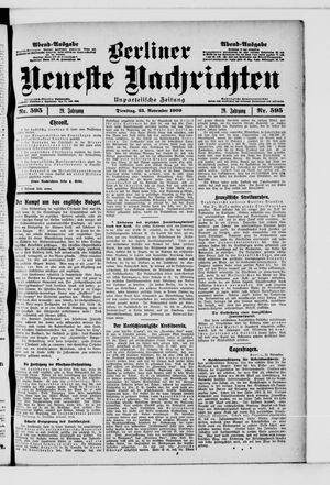 Berliner Neueste Nachrichten vom 23.11.1909