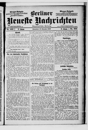 Berliner Neueste Nachrichten vom 27.11.1909