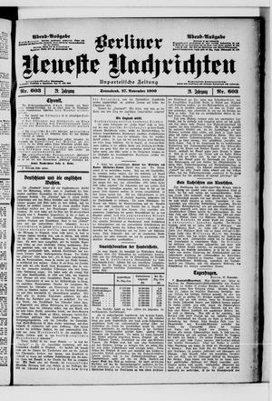 Berliner Neueste Nachrichten vom 27.11.1909