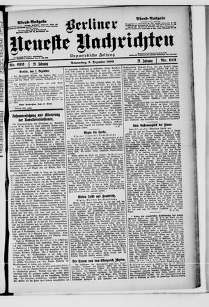Berliner Neueste Nachrichten vom 02.12.1909