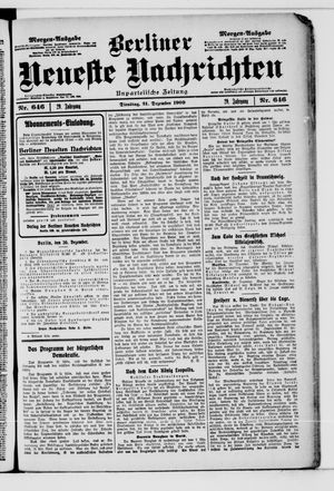 Berliner Neueste Nachrichten vom 21.12.1909