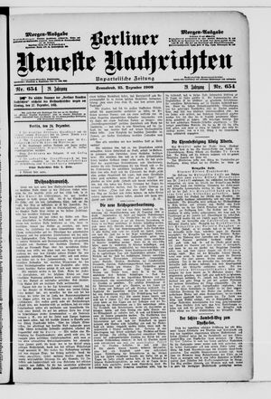 Berliner Neueste Nachrichten vom 25.12.1909